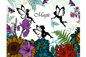 Background With Flowers And Fairy