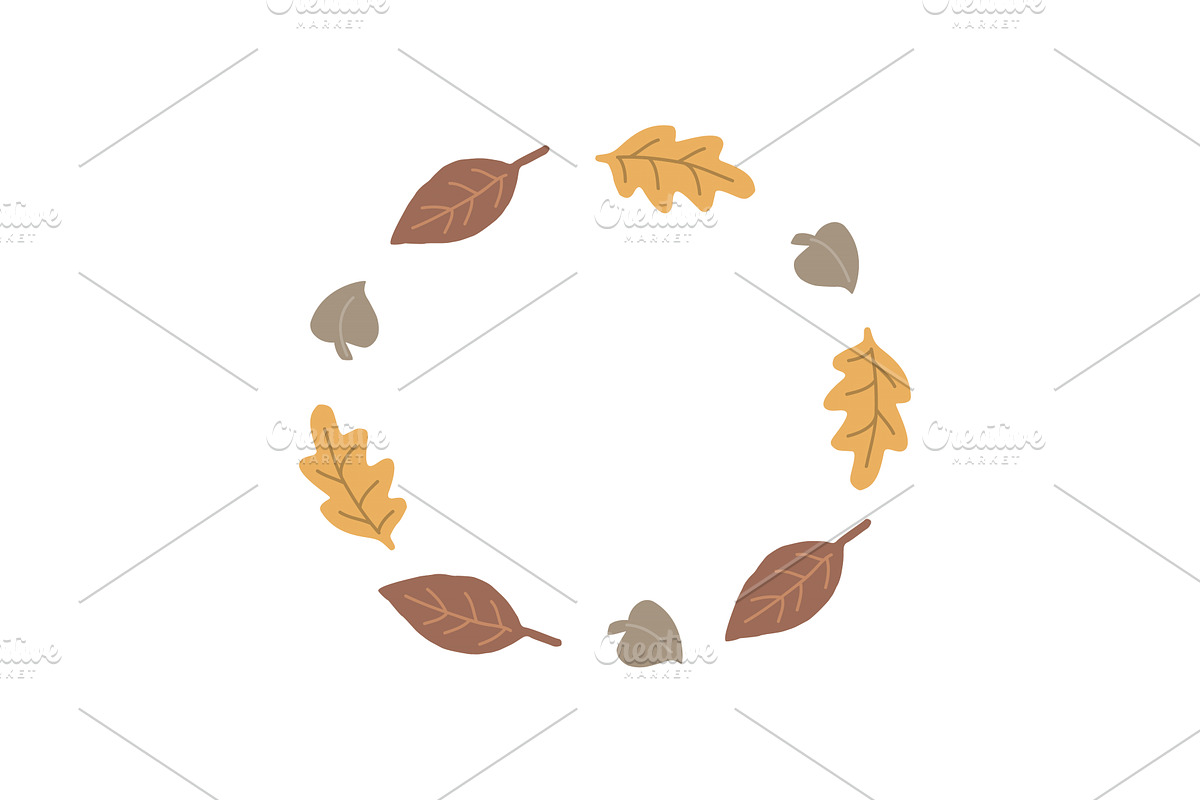Autumn leaves wreath round frame, an Illustration by Toltemara