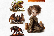 Spooky Halloween Characters Clipart, a Seasonal Illustration by ThatsDesign Art (Thumbnail 8 of 10)