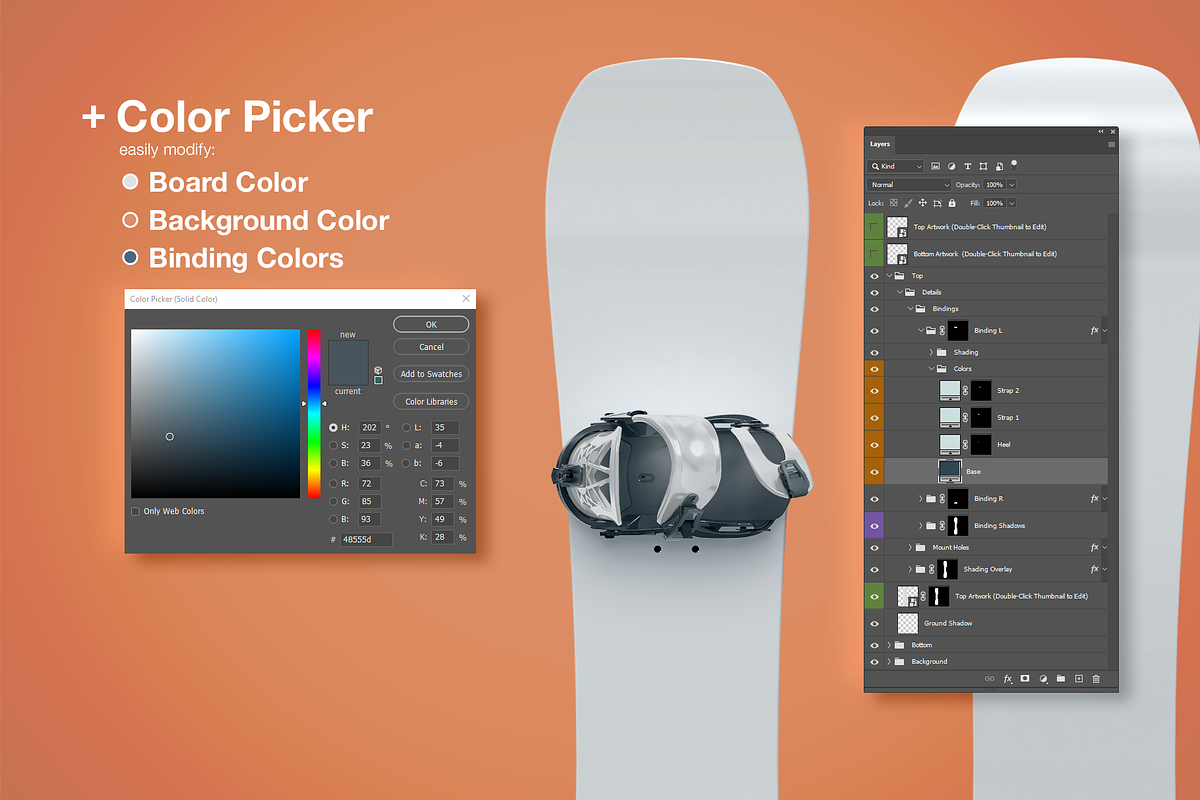 Snowboard Mockup, a Product Mockup by Evan Molina (Photo 3 of 3)