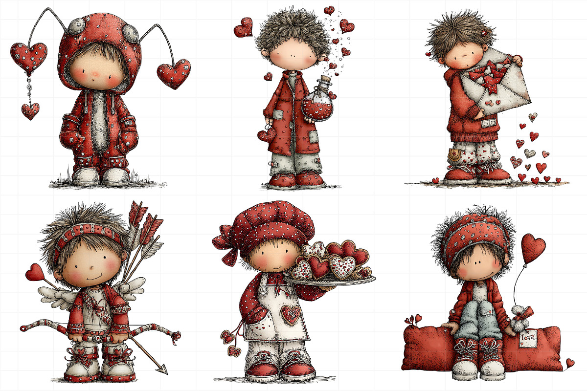 Quirky Valentine Boy Clipart, an Illustration by Daily.Designs (Photo 4 of 7)