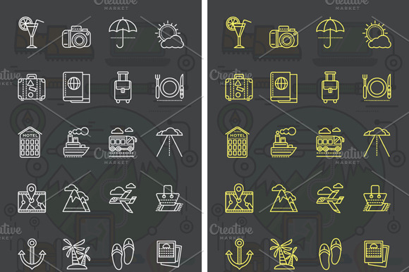 Icons Theme Of Travel And Vacation
