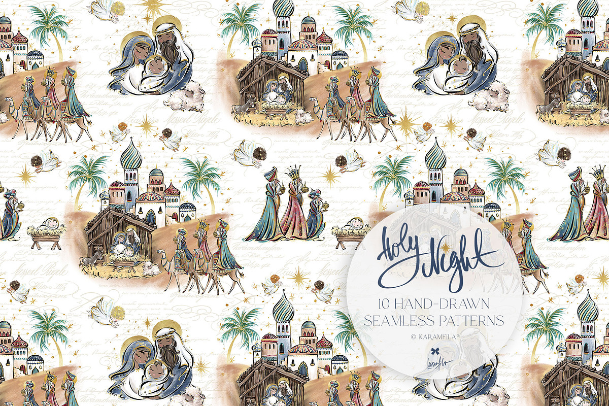 Nativity Christmas Family Patterns, a Pattern Graphic by KaramfilaS (Photo 3 of 14)