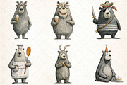 Quirky Funny Bear Clipart, an Illustration by DreamCafeArt (Thumbnail 5 of 7)