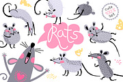 Rats - cute set, an Animal Illustration by Baksiabat (Thumbnail 1 of 7)