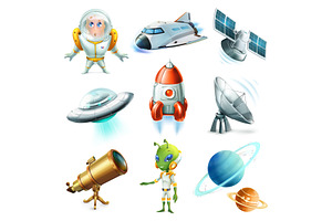 Space, Spaceship, Planet, Ufo.Vector