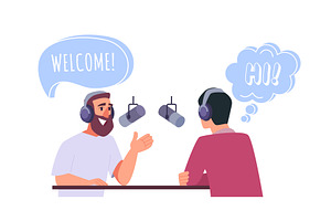 Podcast talking. people conversation, a Technology Illustration by Onyx