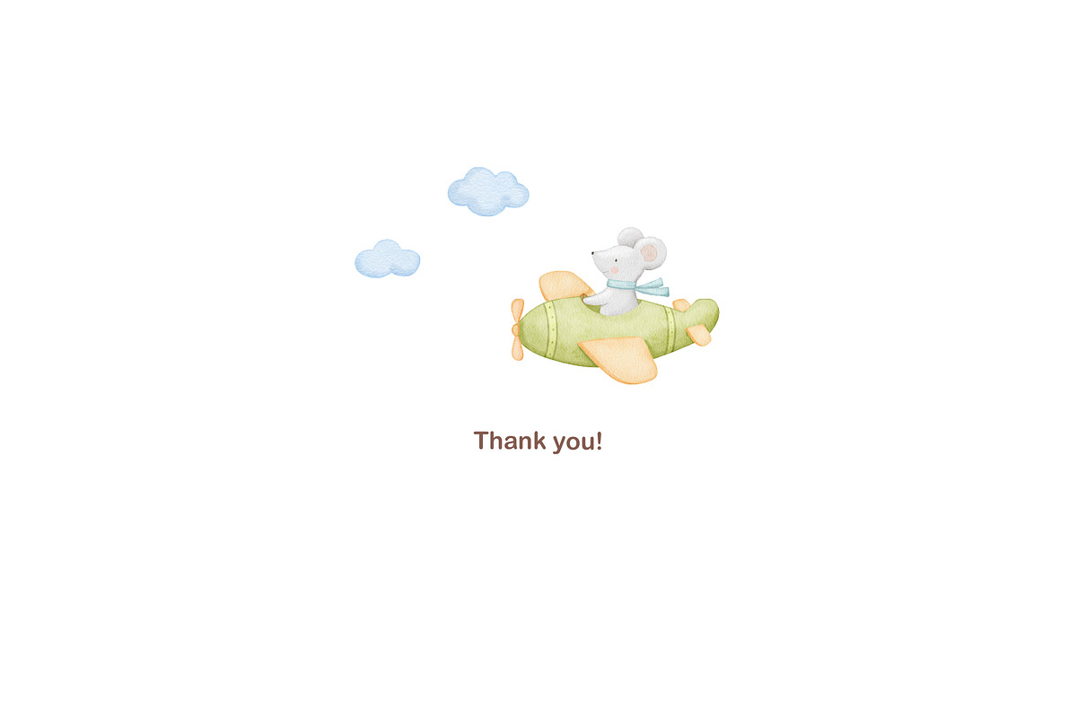 Watercolor Animal Airplane Clipart, an Animal Illustration by ElenaPlatovaArt (Photo 12 of 12)