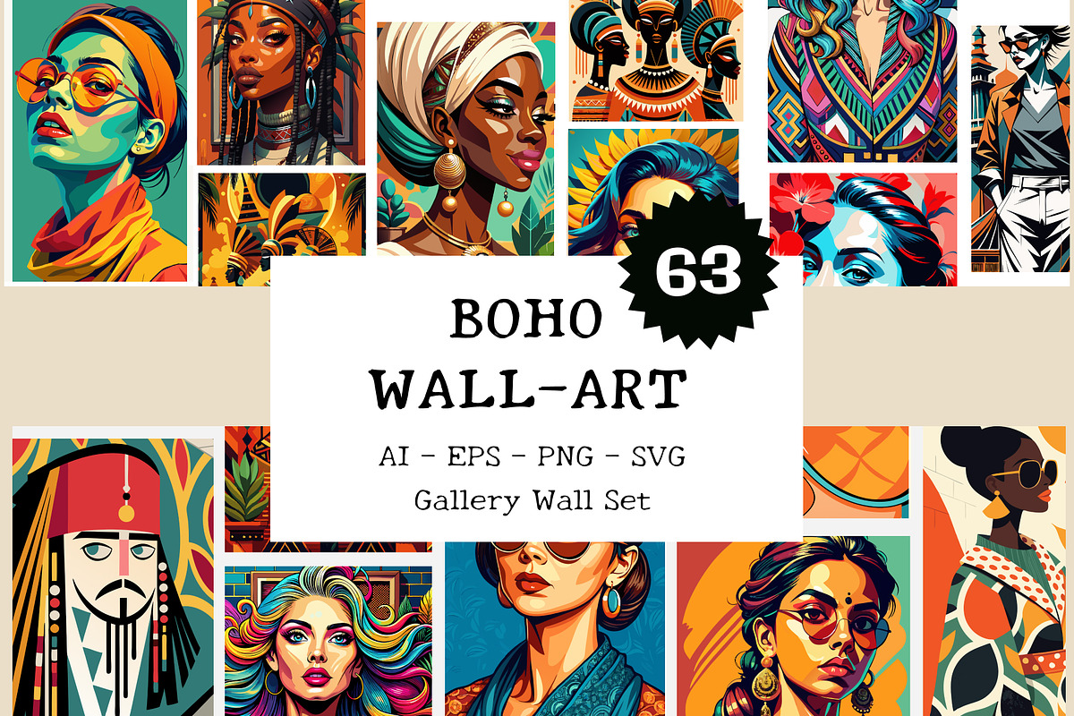 Colorful Abstract Women Wall Art, a Wallpaper Graphic by Helospace (Photo 1 of 10)