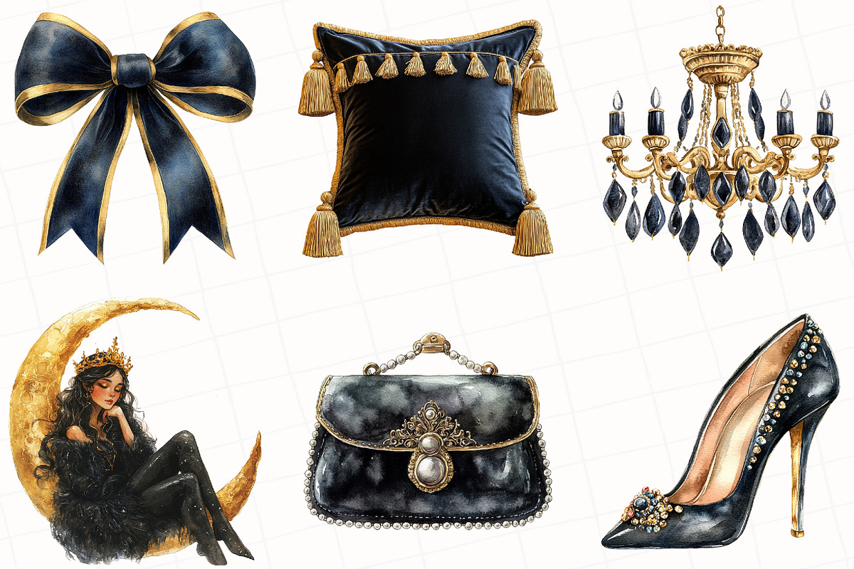 Watercolor Gilded Reverie Clipart, an Illustration by OK Design (Photo 2 of 5)