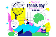 10 World Tennis Day Illustration, a Sport Illustration by denayunebgt (Thumbnail 1 of 4)
