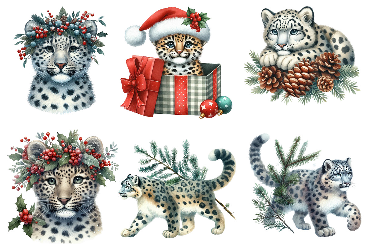 Christmas Leopard Clipart, an Illustration by Designworld (Photo 3 of 5)