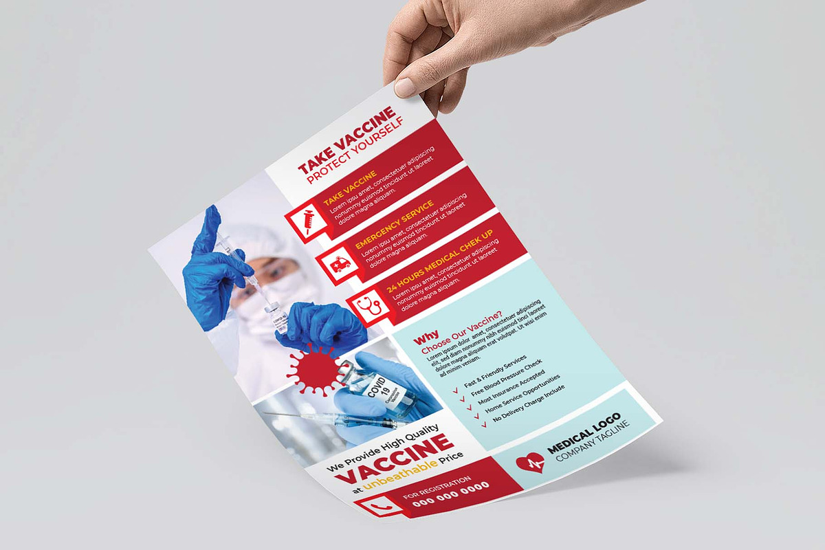 Covid Vaccine Flyer (Editable), a Flyer Template by Creativpixl (Photo 5 of 5)