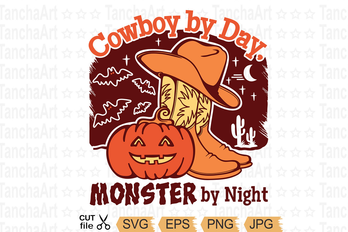 Halloween Cowboy boots Pumpkin cute, an Illustration by TanchaArt (Photo 1 of 8)