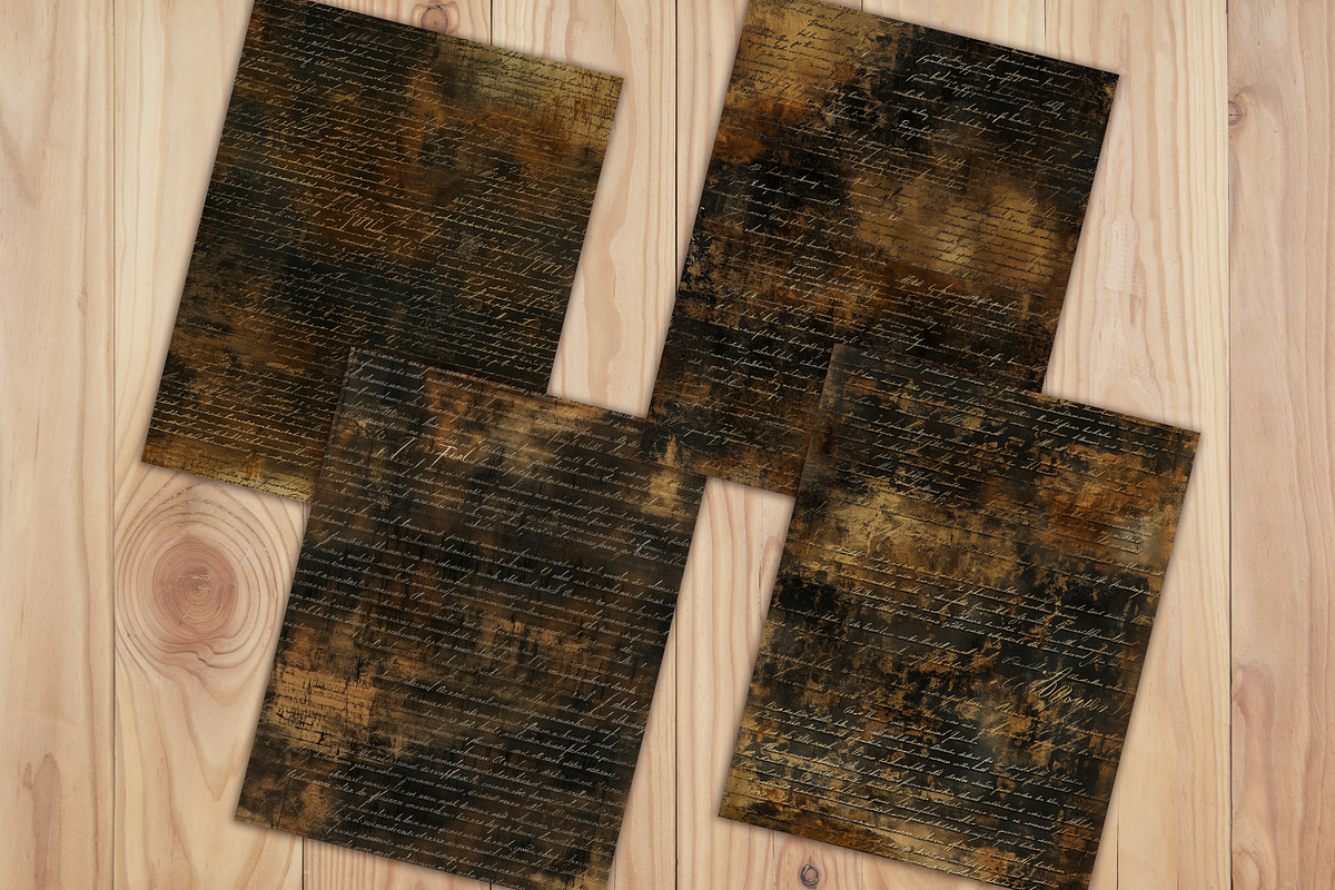 Distressed Dark Antique Script Paper, a Background Graphic by V Design Creator (Photo 9 of 12)