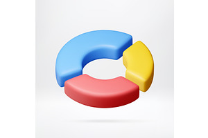 3d pie chart in blue, yellow, red, a Finance Illustration by Abscent