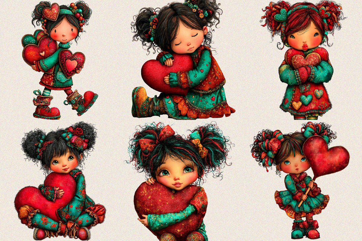 Whimsical Valentine Girl Clipart Bun, an Illustration by SVGArt (Photo 6 of 8)