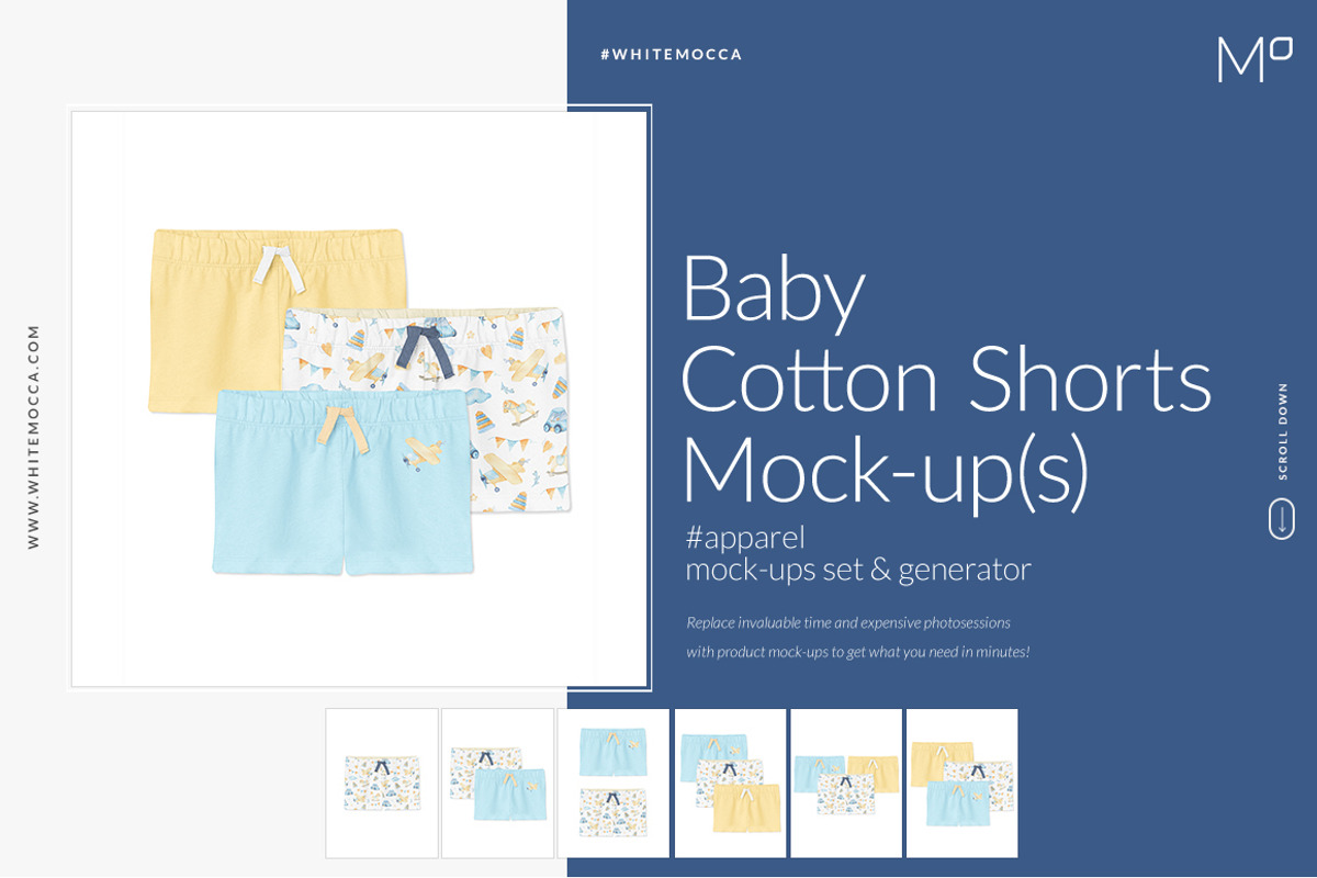 Baby Cotton Shorts Mock-ups Set, a Bottom Mockup by Mocca Mockups Store (Photo 1 of 22)
