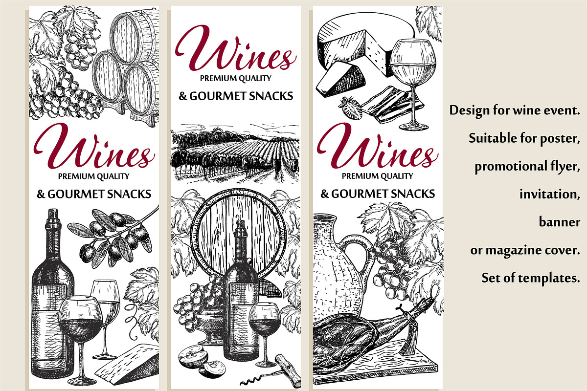 Wine & Grapes Illustations Set, a Food Illustration by Live line (Photo 3 of 9)