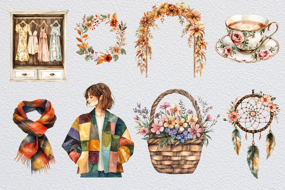 Boho Floral Spring Clipart, an Illustration by Design Market (Photo 3 of 3)
