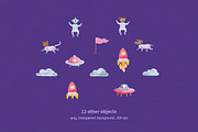 Watercolor space clipart with planet, an Animal Illustration by CreativeByLu (Thumbnail 10 of 11)