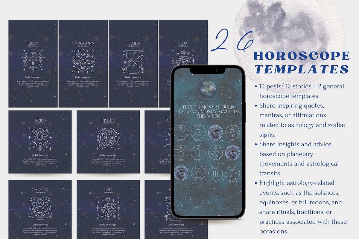 Astrology Instagram Canva Templates, a Social Media Template by Story Native (Photo 5 of 8)