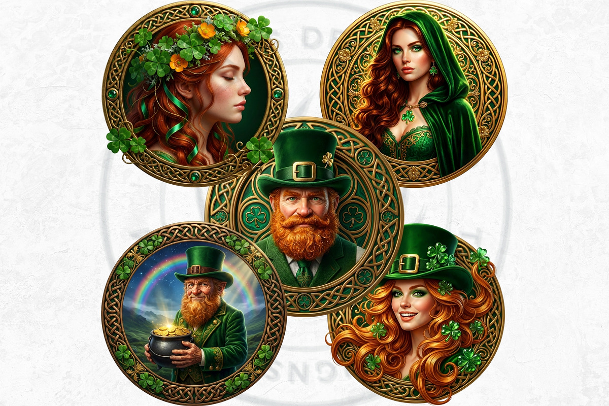 Saint Patrick Round Coaster Cliparts, a Decorative Illustration by ThatsDesignArt (Photo 9 of 10)
