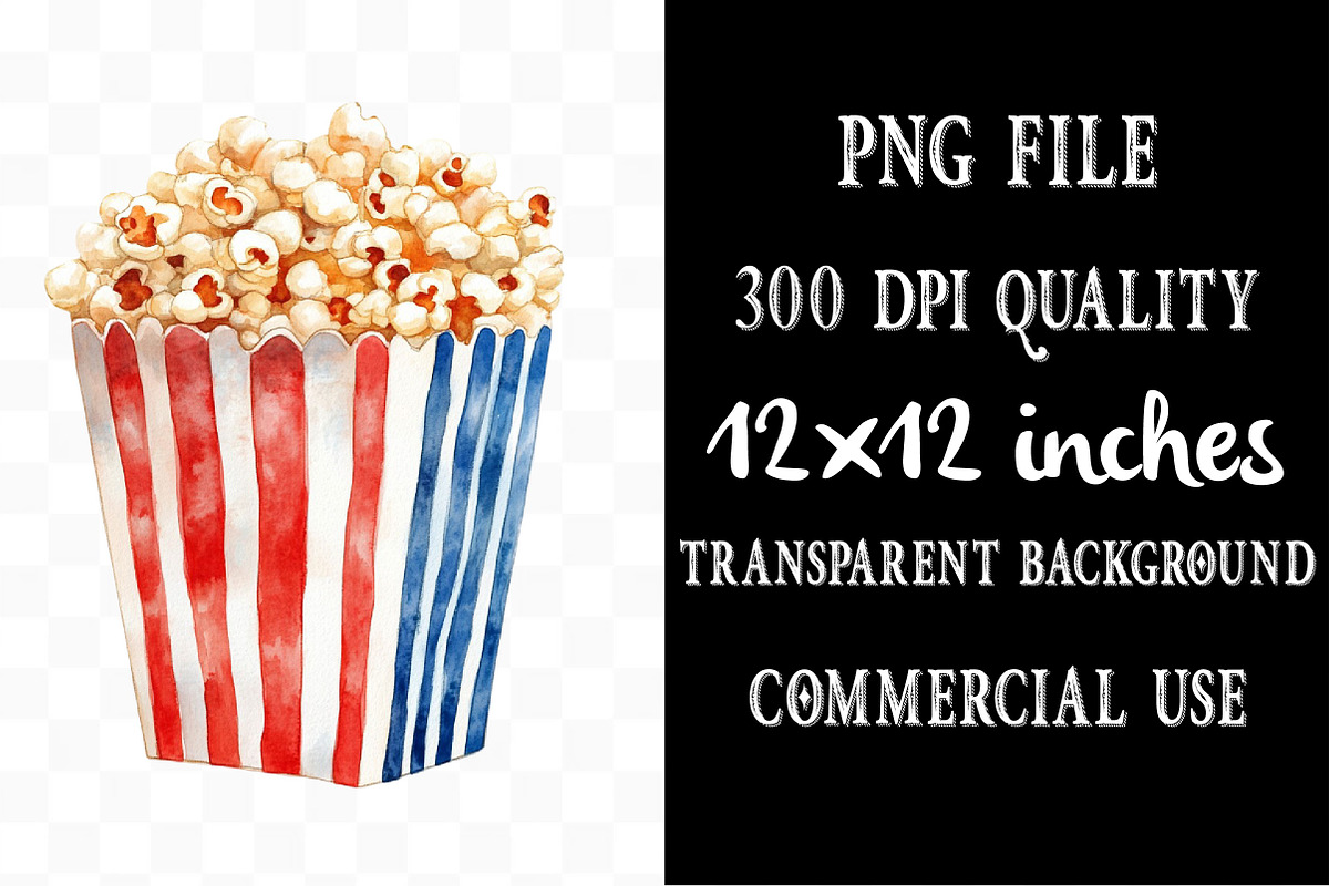 Watercolor 4th of July Popcorn, an Illustration by Designking (Photo 5 of 10)