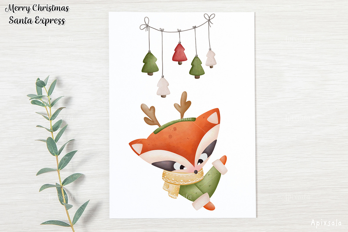 Animal Express & winter watercolor, an Animal Illustration by Apixsala (Photo 4 of 8)