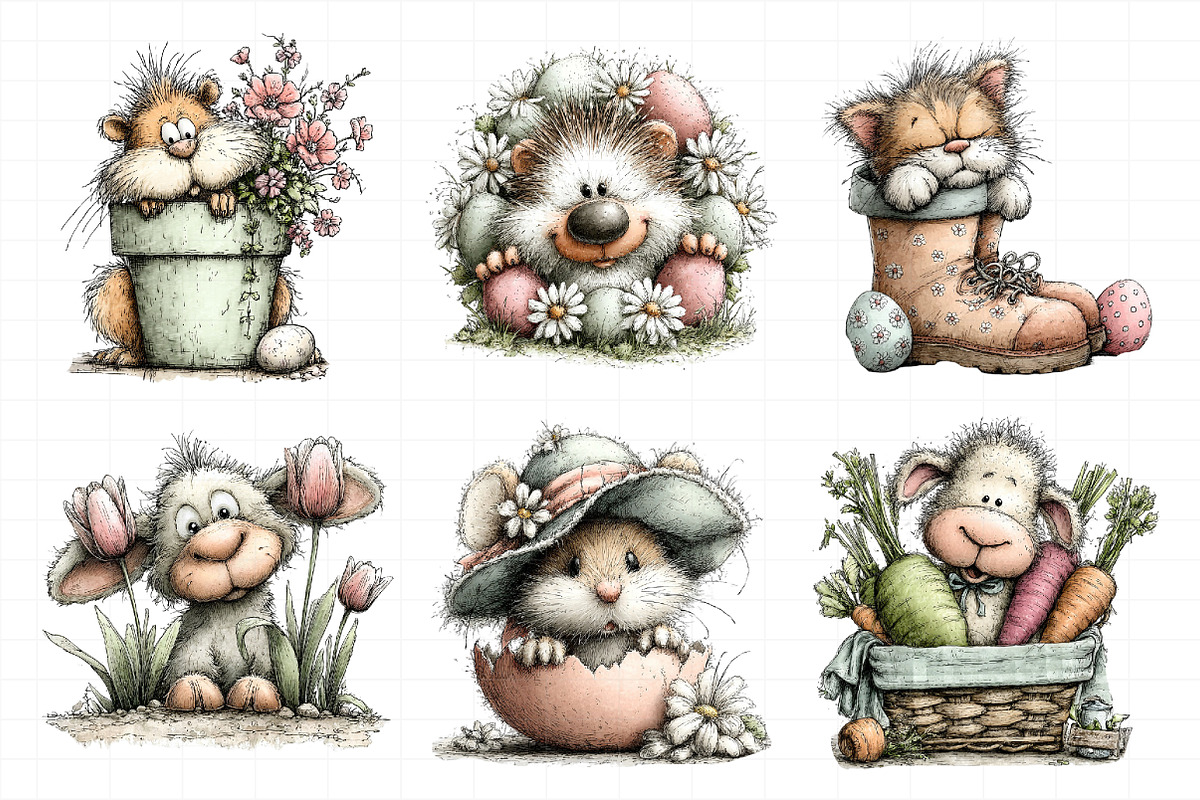 Cute Peeking Easter Animals Clipart, an Illustration by Daily.Designs (Photo 4 of 8)