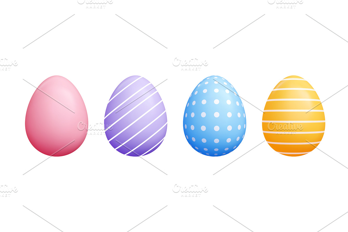 3d cartoon pastel Easter egg set -, an Object Illustration by YuliiaOsadcha