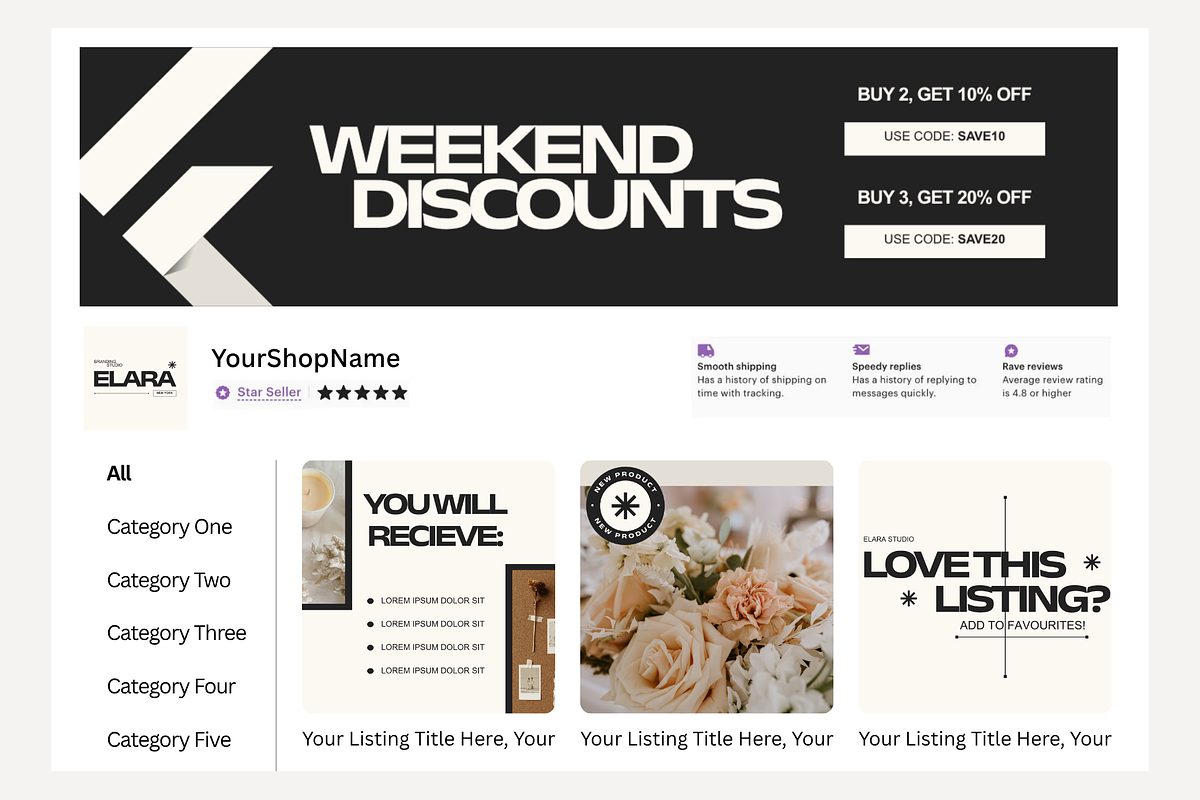 Modern Beige Etsy Shop Kit Template, a Branding & Logo Template by Anna Design Studio (Photo 7 of 8)