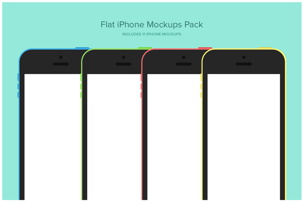 Flat iPhone Mockups Pack, an iPhone Mockup by Jamie Peak (Photo 1 of 4)