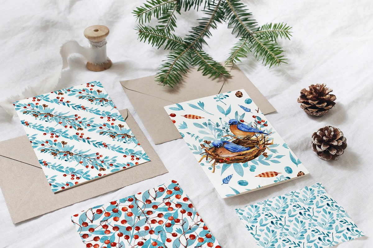 Christmas winter birds watercolor, a Wallpaper Graphic by Artmanata (Photo 12 of 16)