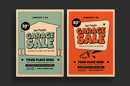 Retro Garage Sale Event Flyer, a Flyer Template by Guuver