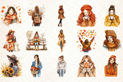 Watercolor Autumn Girl Clipart, a Graphic by Libby Wishes (Thumbnail 2 of 5)