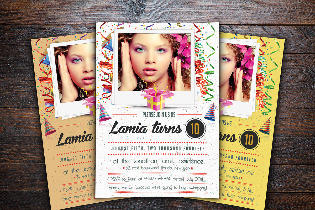 Confetti Birthday Invitation Cards, a Card Template by Design Addict (Photo 2 of 3)