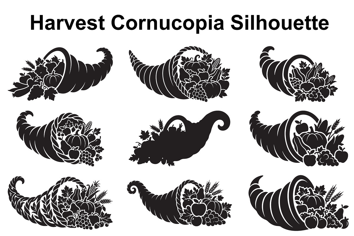 Autumn Cornucopia Silhouettes, an Object Graphic by Creativeshirt (Photo 1 of 3)