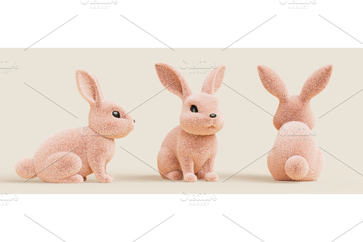 Cute fluffy rabbit front, side and, an Animal 3D Model by Marozhkastudio