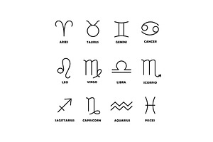 Linear zodiac signs, an Object Illustration by Elen_Art