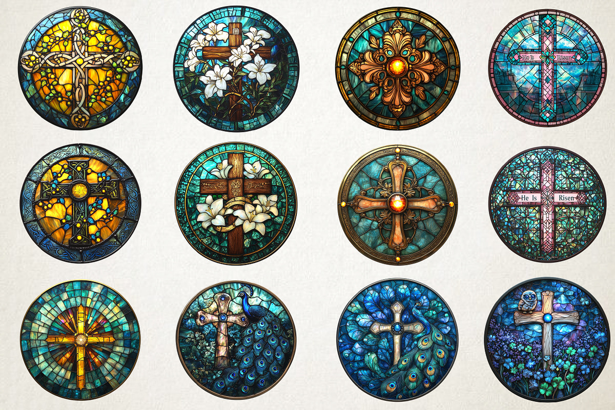 Easter Cross Stained Glass Clipart, an Illustration by RobertsArt (Photo 2 of 5)