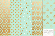 Gold Foil Digital Papers in Mint, a Pattern Graphic by Amanda Ilkov (Thumbnail 3 of 4)