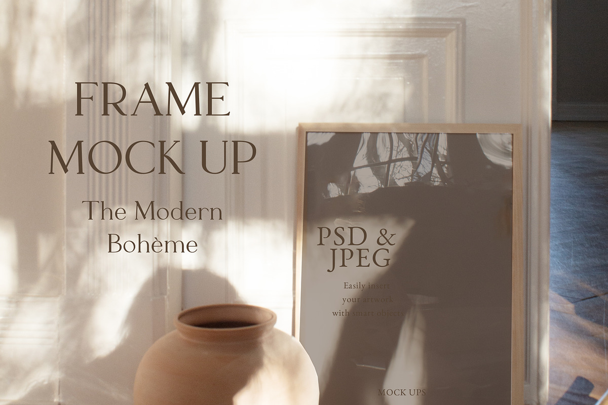 Boho Interior & Wooden Frame Mock Up, a Print Template by Wonderland Styled Stock (Photo 6 of 11)