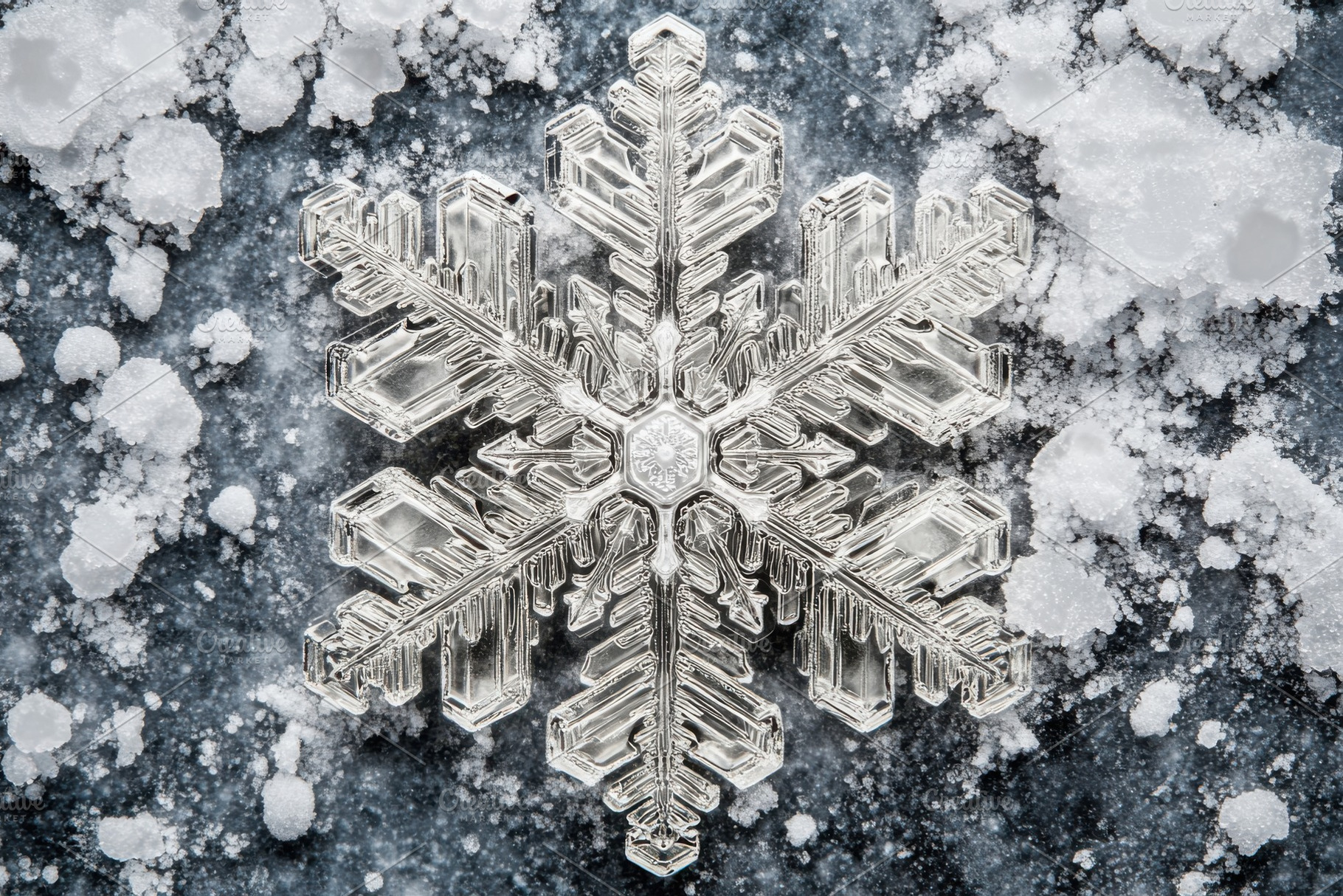 Intricate Snowflake on Snowy Surface, a Background Photo by Pixeness Studio