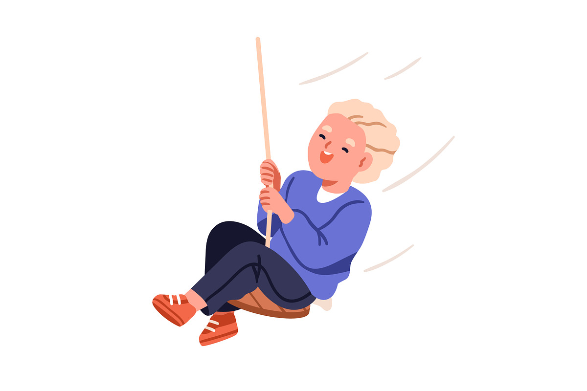 Happy cute kids swinging set, a Person Illustration by Good Studio (Photo 2 of 11)