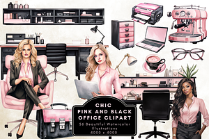 Black And Pink Office Clipart