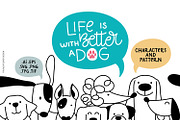 Cute Dogs Vector Set, an Animal Illustration by FourLeafLover (Thumbnail 1 of 17)