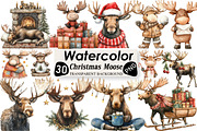 Cute Christmas Moose Sublimation, an Illustration by Black Bird Studio (Thumbnail 1 of 6)