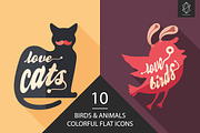 Birds and animals flat icon set, an Icon by Yury Velikanov (Thumbnail 1 of 2)