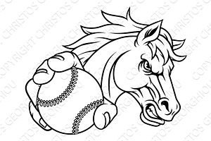 Horse Mustang Stallion Baseball, a Sport Illustration by Christos Georghiou